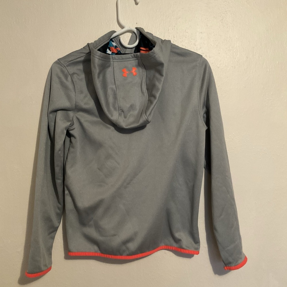 Under Armour Hoodie UA ColdGear Big Logo Gray Pullover Boys Youth Xl - Picture 4 of 8